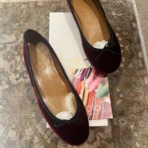Lolo velvet ballerinas in burgundy (aka: Capri Ballerina Velluto Bordo)